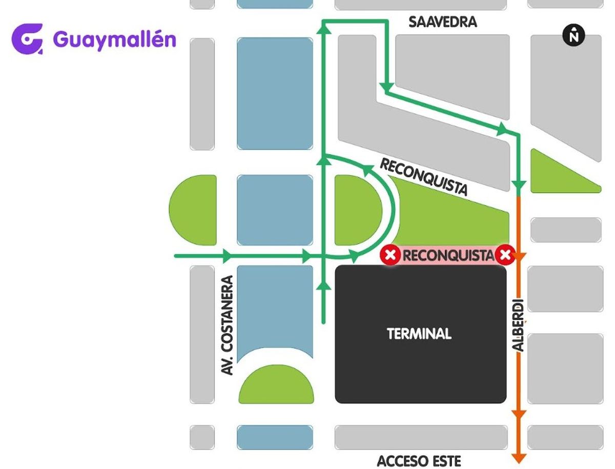 Plano de obras en la zona de la Terminal.