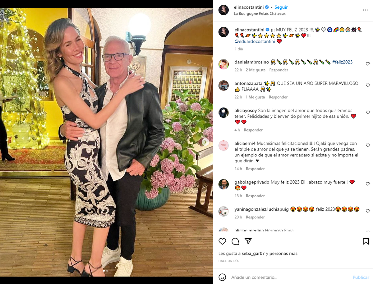El posteo de Elina Fernández junto a su esposo Eduardo Constantini.