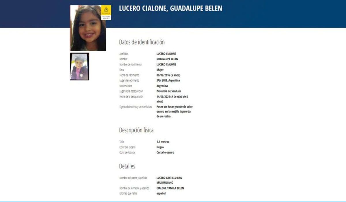 Alerta amarilla de la Interpol en la b&uacute;squeda de Guadalupe Lucero