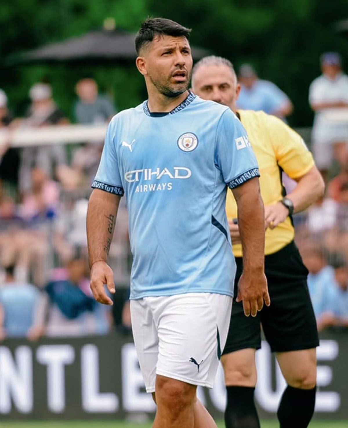 El Kun Agüero con la del Manchester City a poco más de dos años y medio de su retiro. El Kun Agüero con la del Manchester City a poco más de dos años y medio de su retiro.