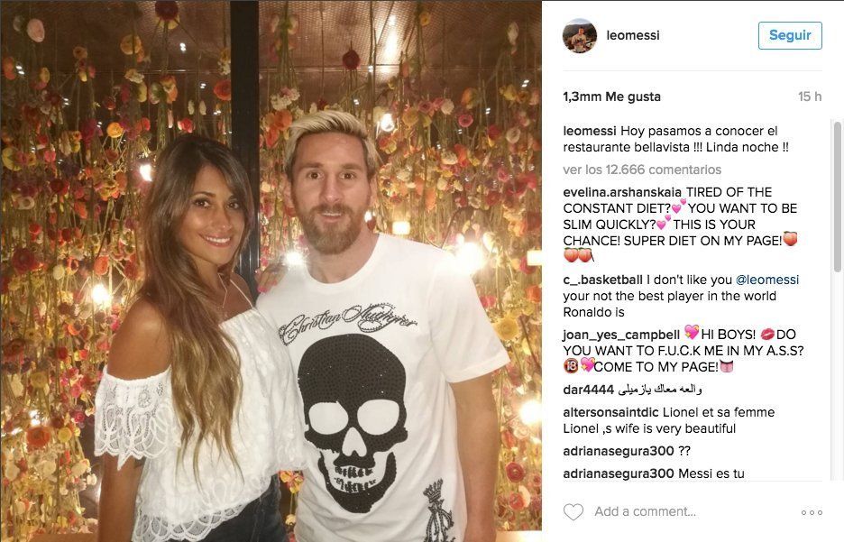 Messi y Antonella, en el restaurante familiar