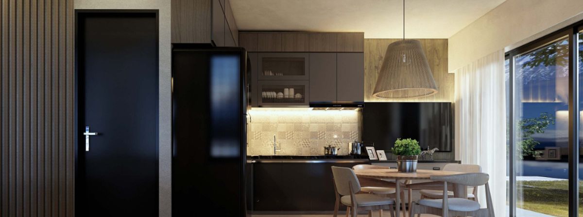 La cocina de una casa modular. La cocina de una casa modular.