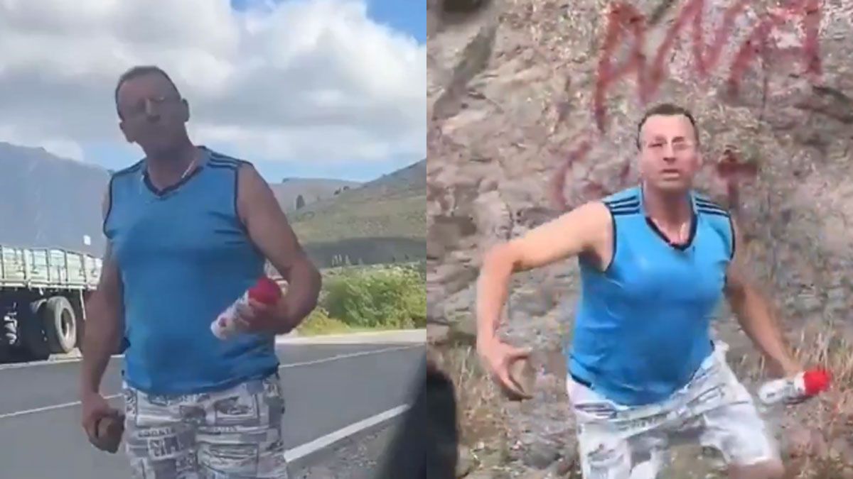 El camionero fue sorprendido en el momento que realizaba un acto de vandalismo en el Parque Nacional Nahuel Huapi y quedó filmado en un video.