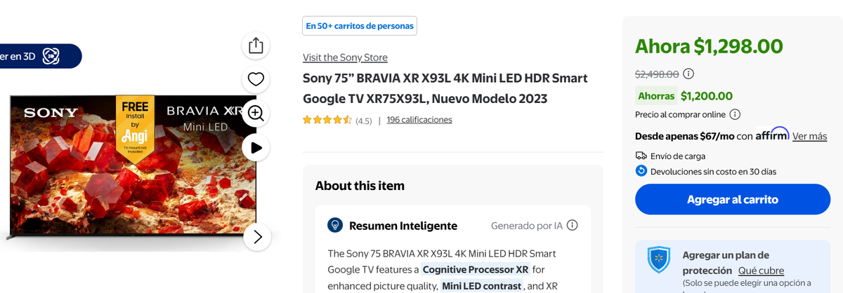 Televisor Sony de oferta en Walmart. Televisor Sony de oferta en Walmart.