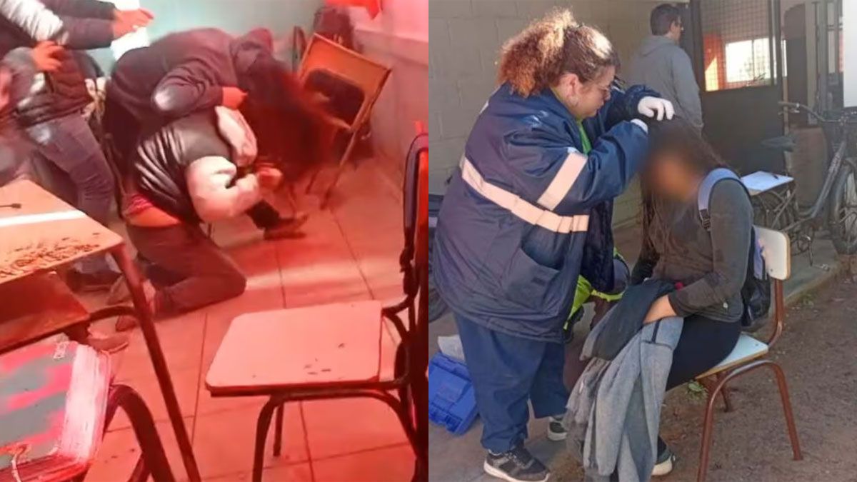 Video del ataque: una madre entró a la escuela de su hija y atacó a cadenazos a una alumna
