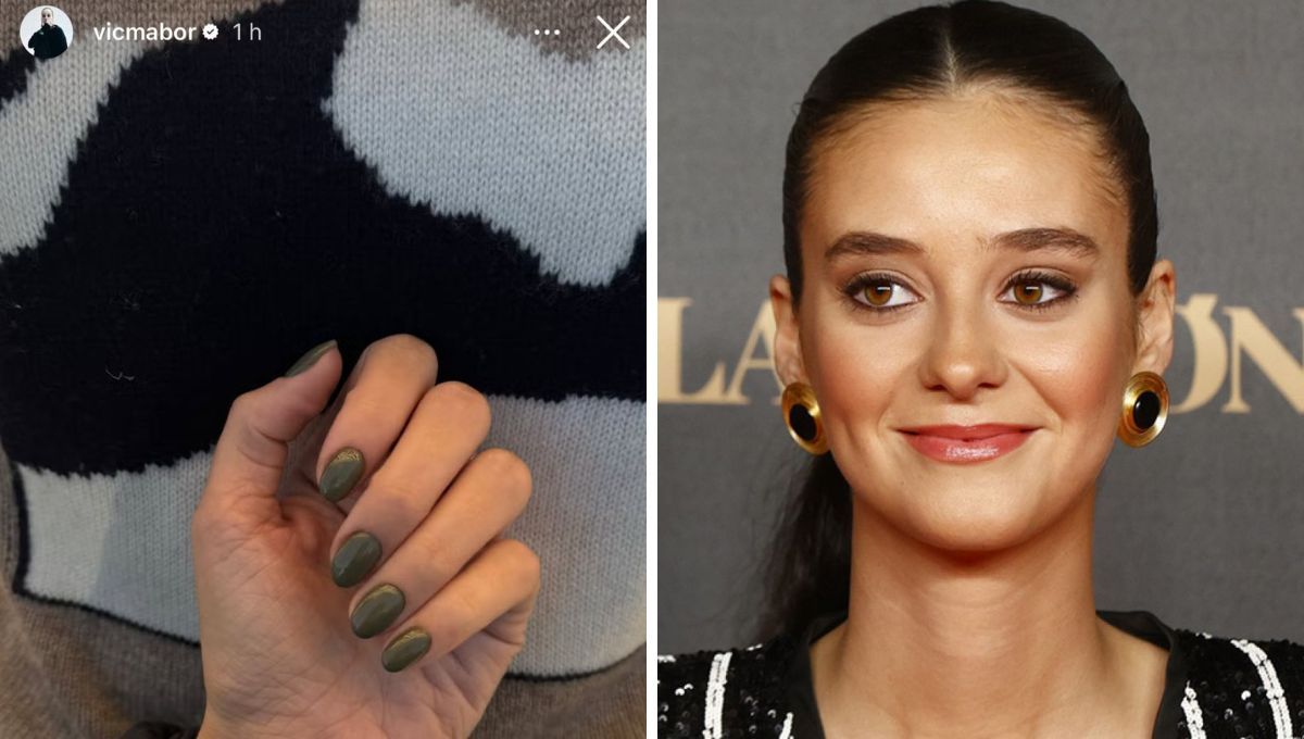 Manicura verde oliva de Victoria Federica. Manicura verde oliva de Victoria Federica. 