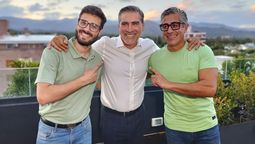 En la imagen, el diputado provincial Emanuel Fugazzotto junto al candidato a gobernador Mario Vadillo y el dirigente Marcelo Romano.