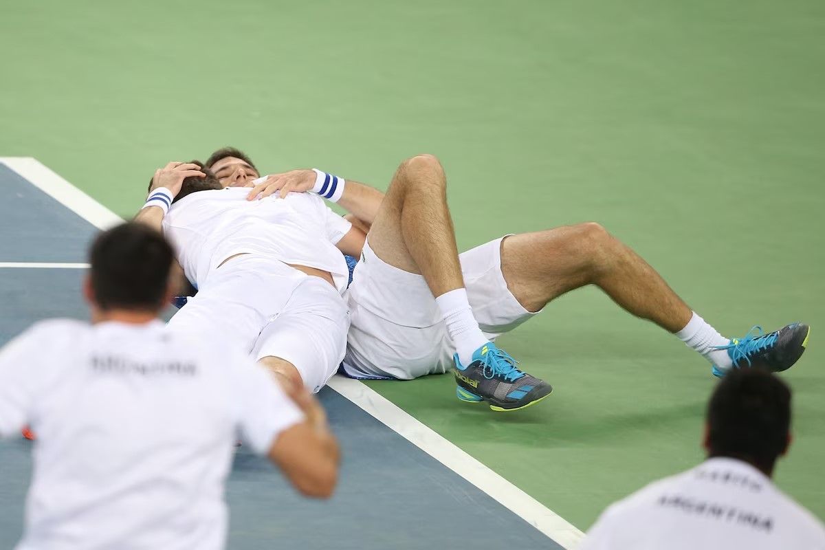 Federico Delbonis luego de ganar el partido final de la Copa Davis y darle a Argentina el título de campeón. Federico Delbonis luego de ganar el partido final de la Copa Davis y darle a Argentina el título de campeón.