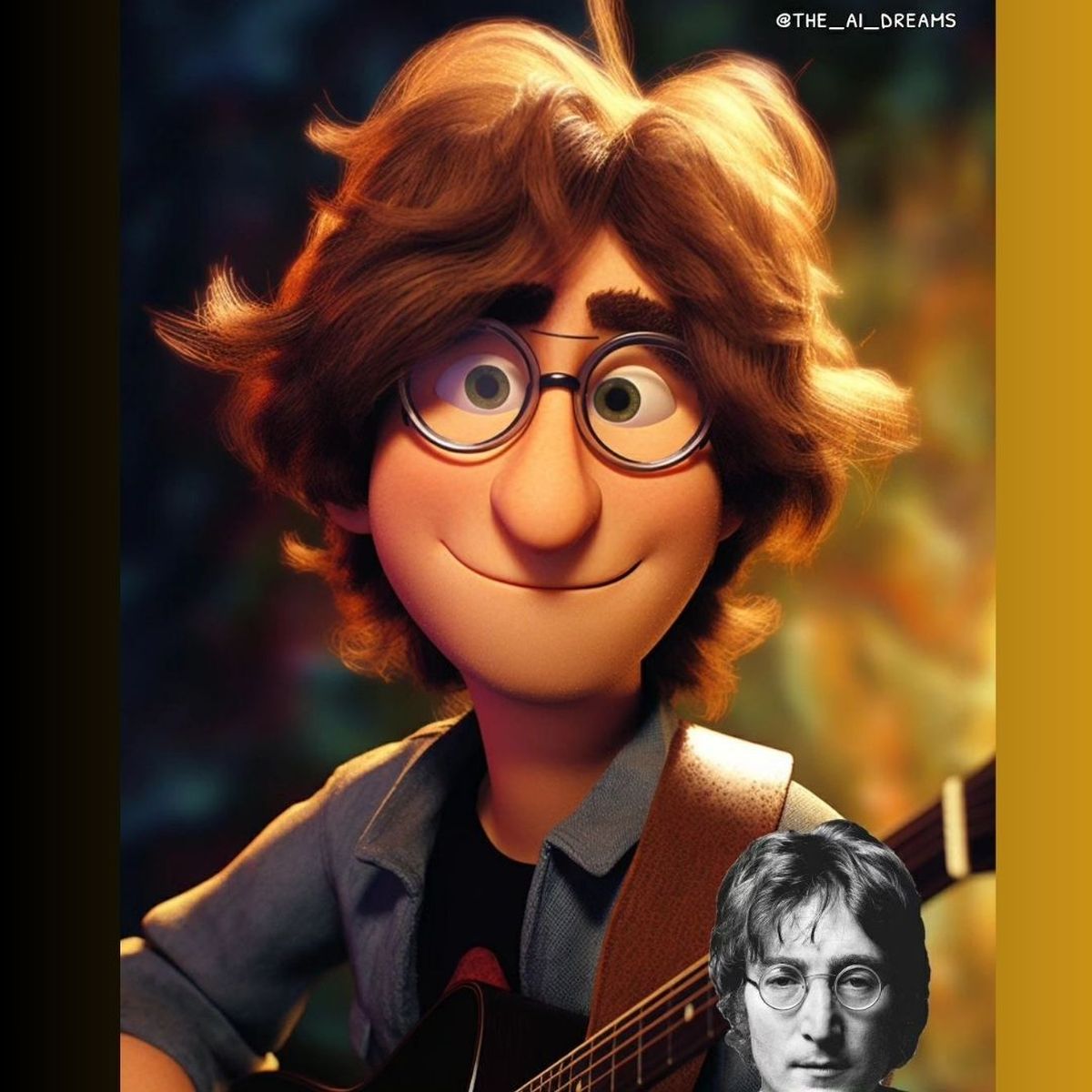 Así se vería John Lennon como personaje de Pixar, según la IA. Así se vería John Lennon como personaje de Pixar, según la IA.