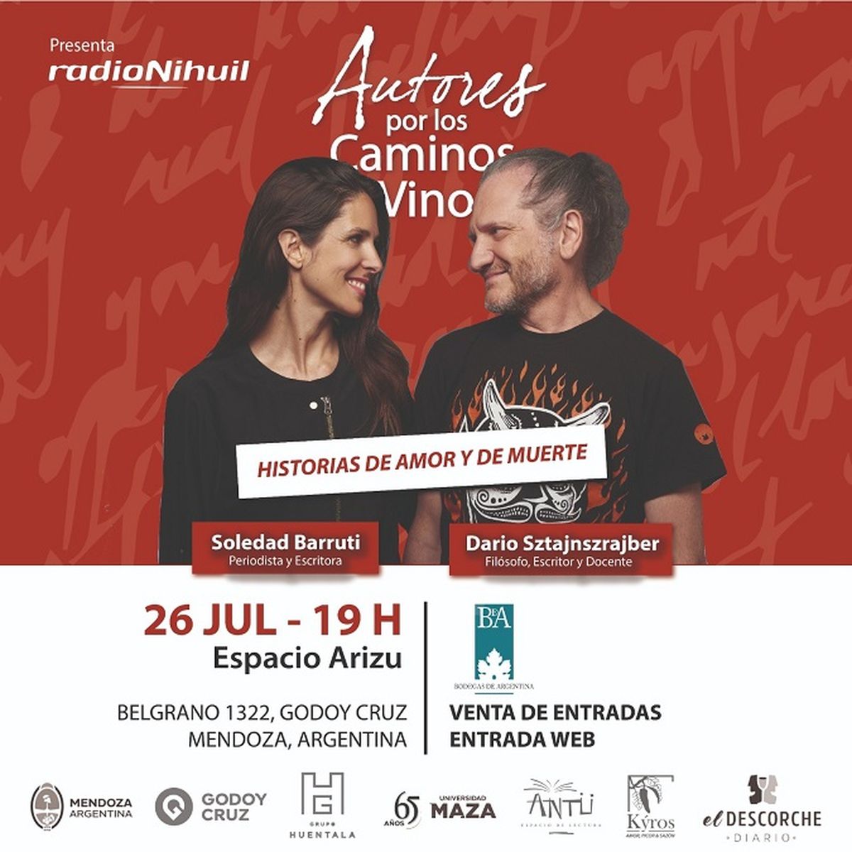 Autores por los Caminos del Vino es un ciclo cultural que promueve el cruce entre literatura, pensamiento y el mundo del vino. Autores por los Caminos del Vino es un ciclo cultural que promueve el cruce entre literatura, pensamiento y el mundo del vino.