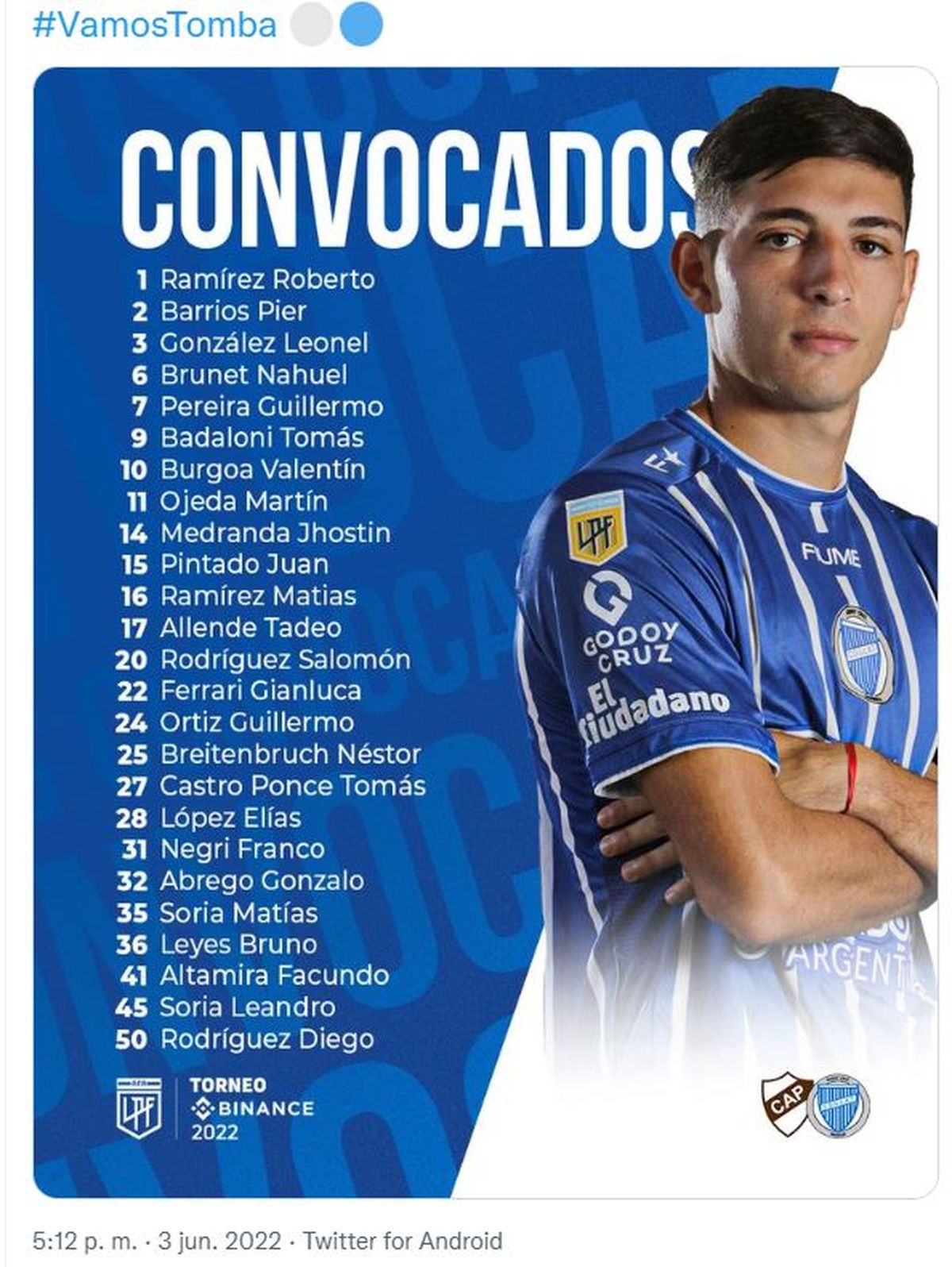 Los concentrados del Tomba para el debut ante Platense.