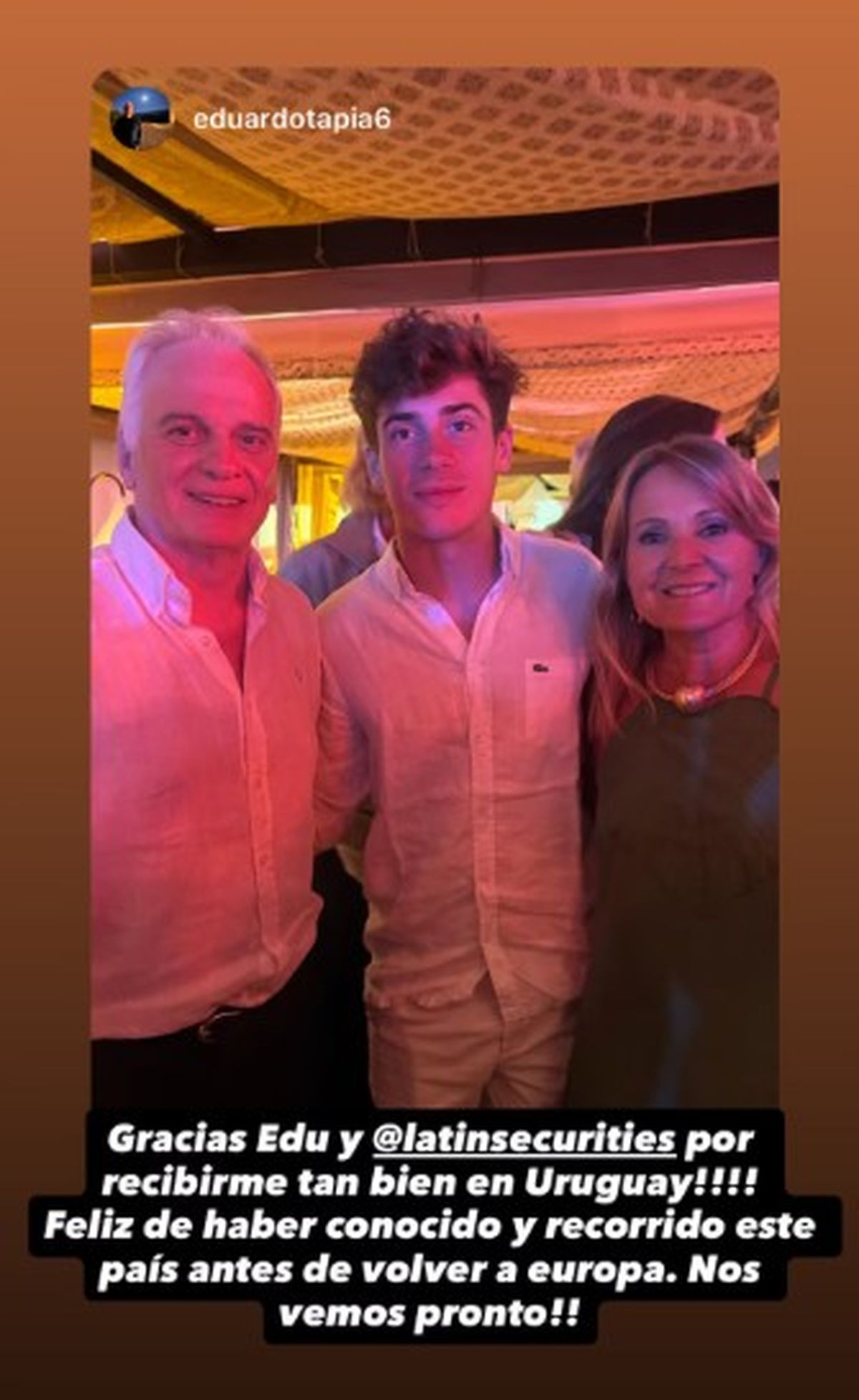 Franco Colapinto estuvo en Uruguay despu&eacute;s de su paso por Argentina.