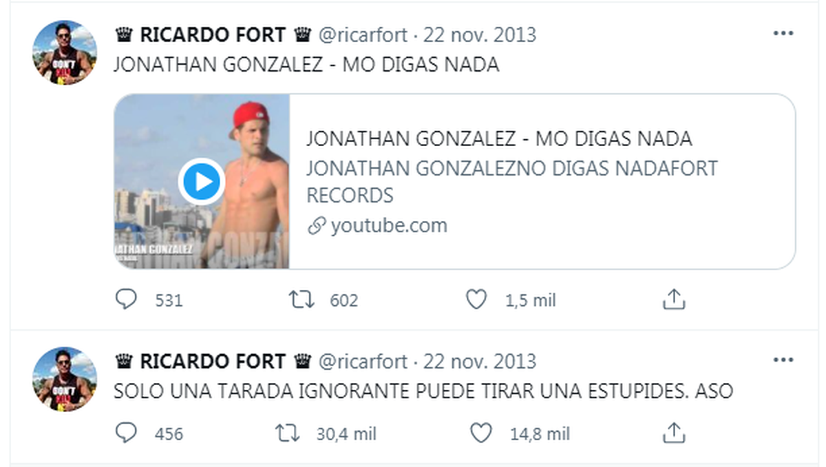 El posteo de la cuenta de Ricardo Fort que alertó a sus fans
