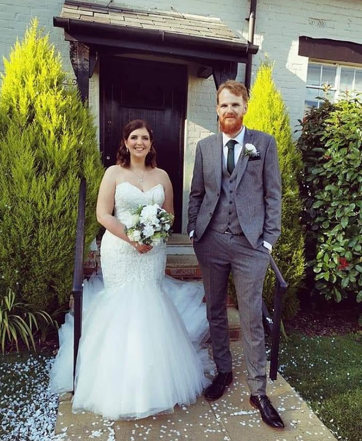 En su boda tuvo terror de sentarse y que el vestido se rajara.&nbsp;
