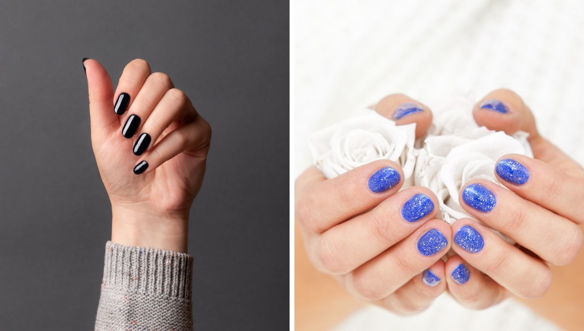 Uñas rojas y azules. Uñas rojas y azules.