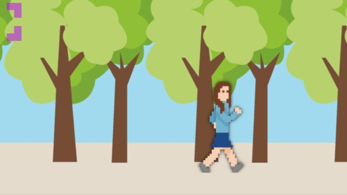 El personaje debe transitar un camino antes de llegar a la escuela a votar.