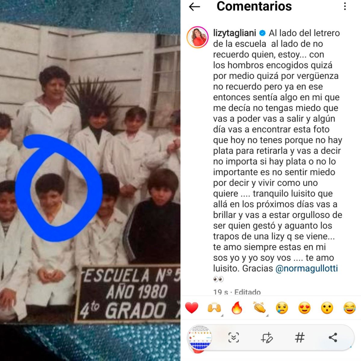 La humorista también compartió la imagen en Twitter y en un círculo se señaló.