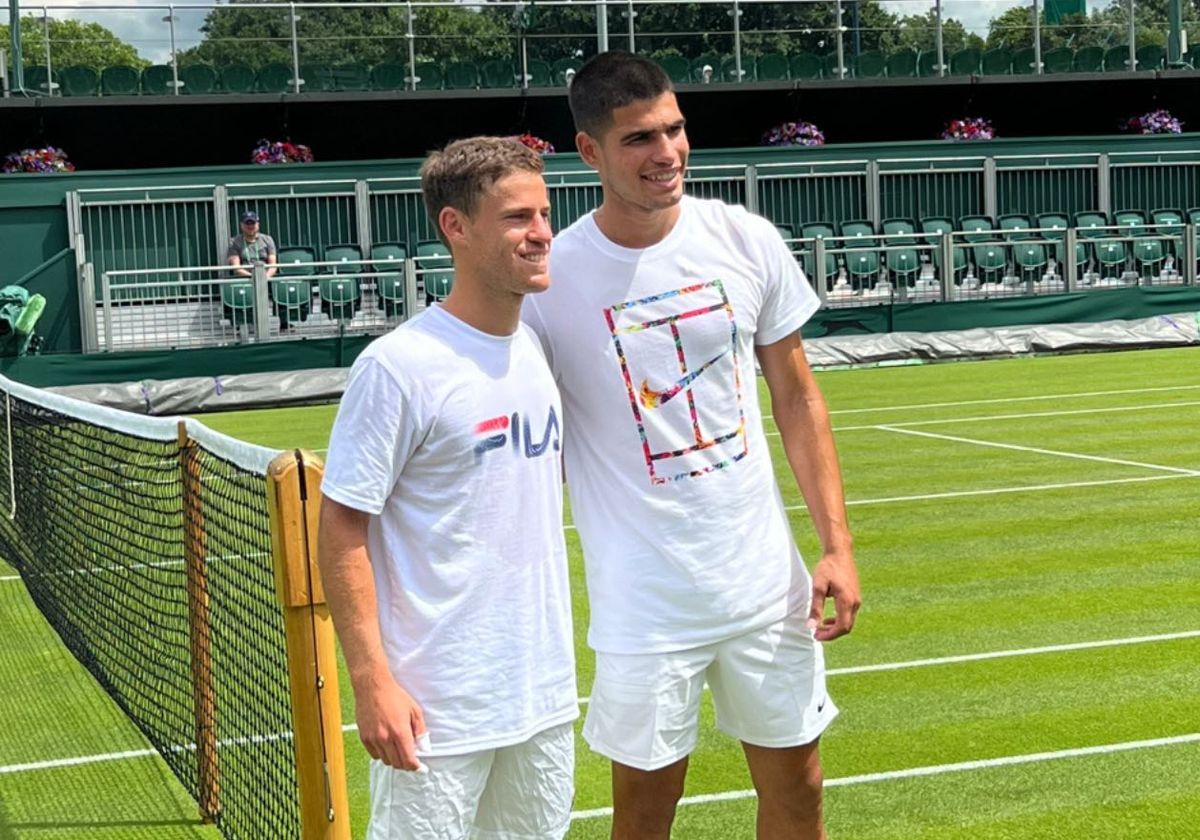 Diego Schwartzman se entrenó con Carlos Alcaraz en el césped de Wimbledon