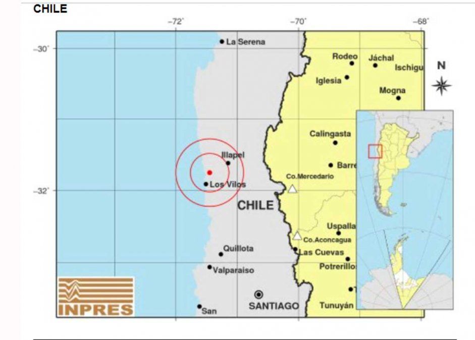 Un temblor de 5.4 grados tuvo epicentro en Los Vilos, Chile, y fue percibido en Mendoza en la tarde de este miércoles.