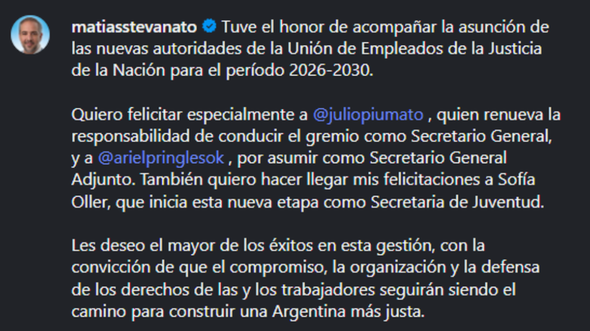 Stevanato compartió postales del encuentro en Buenos Aires y felicitó a Piumato, Pringles y Oller. Stevanato compartió postales del encuentro en Buenos Aires y felicitó a Piumato, Pringles y Oller.