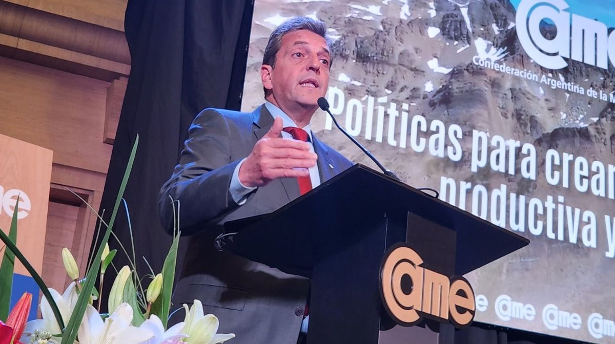 Sergio Massa durante su alocución frente a los empresarios de la CAME. Sergio Massa durante su alocución frente a los empresarios de la CAME.
