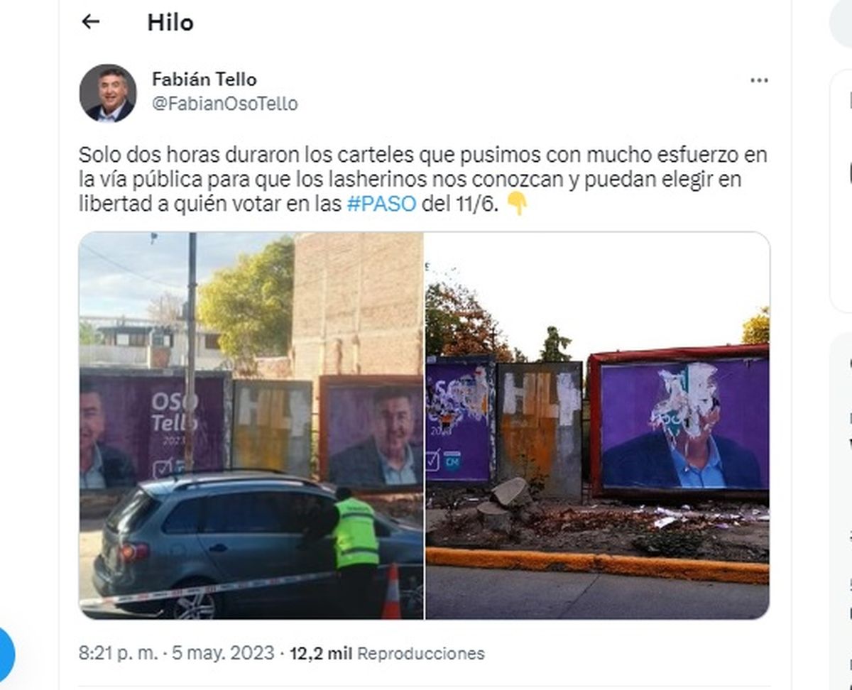 Fabián Tello mostró su disconformidad con lo ocurrido a través de su cuenta de Twitter