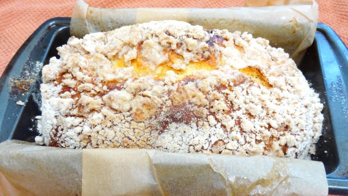 Prepara la receta del pan cuca relleno y cubierto con crumble. Foto: gentileza Ronnie Fein.