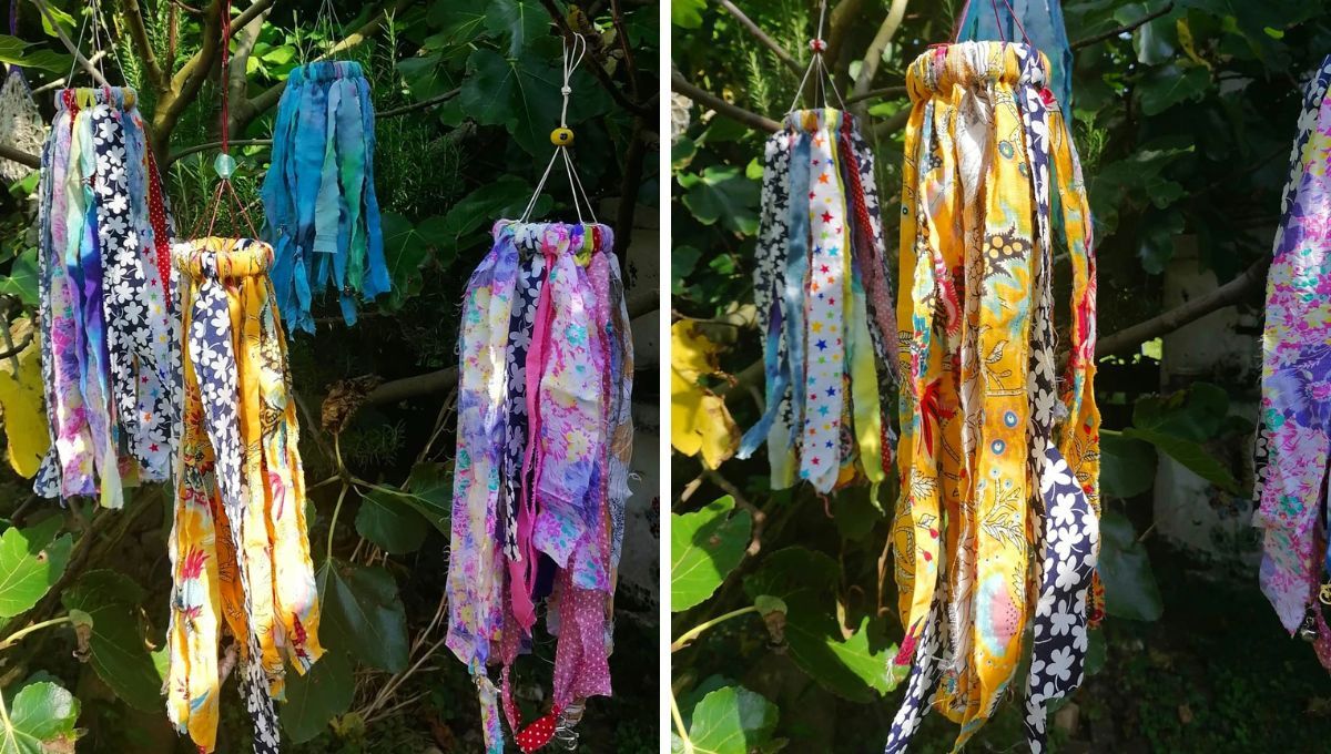 Podrás crear una campana de viento usando retazos de tela. Podrás crear una campana de viento usando retazos de tela. 