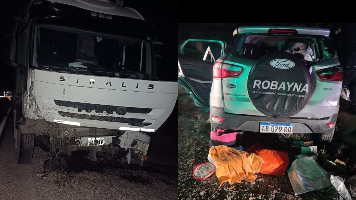 Así quedaron la camioneta y el camión tras el brutal accidente con muertos en Ruta 7