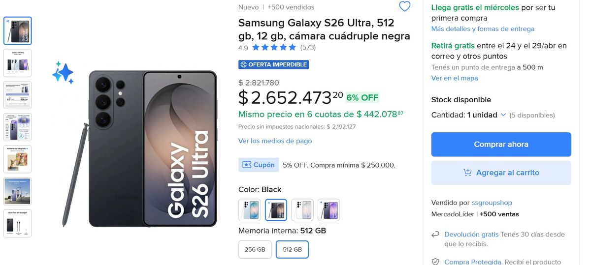 Este teléfono Samsung está de oferta en Mercado Libre. Este teléfono Samsung está de oferta en Mercado Libre.