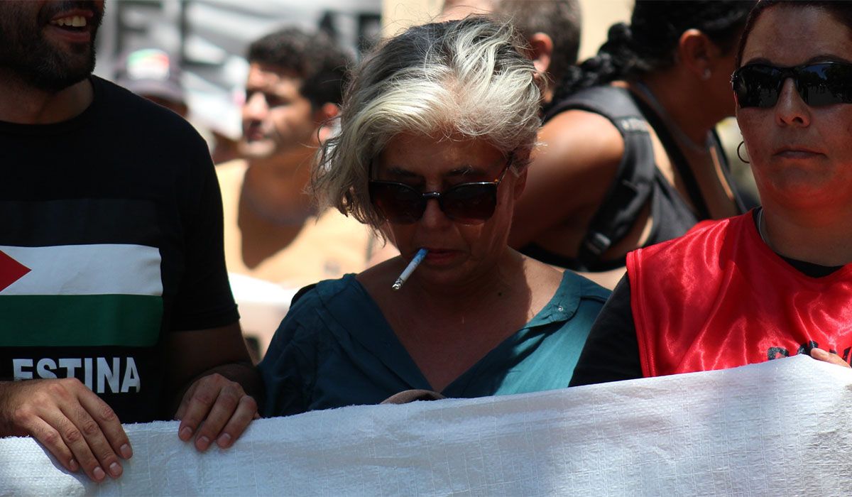 Raquel Blas marchando en Mendoza.