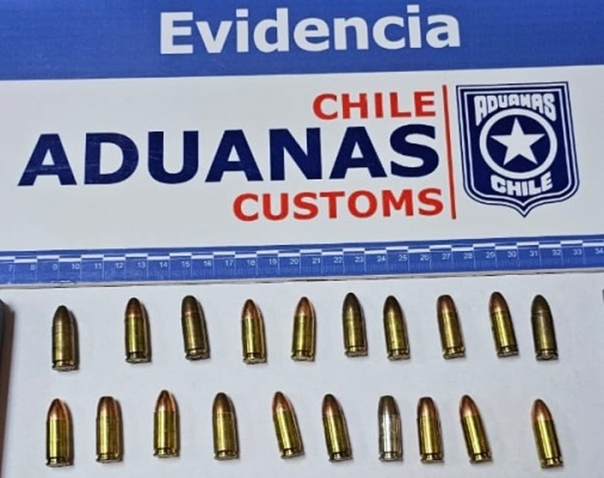 Las balas que fueron secuestradas por el personal de la Aduana de Chile en Los Libertadores. Las balas que fueron secuestradas por el personal de la Aduana de Chile en Los Libertadores.