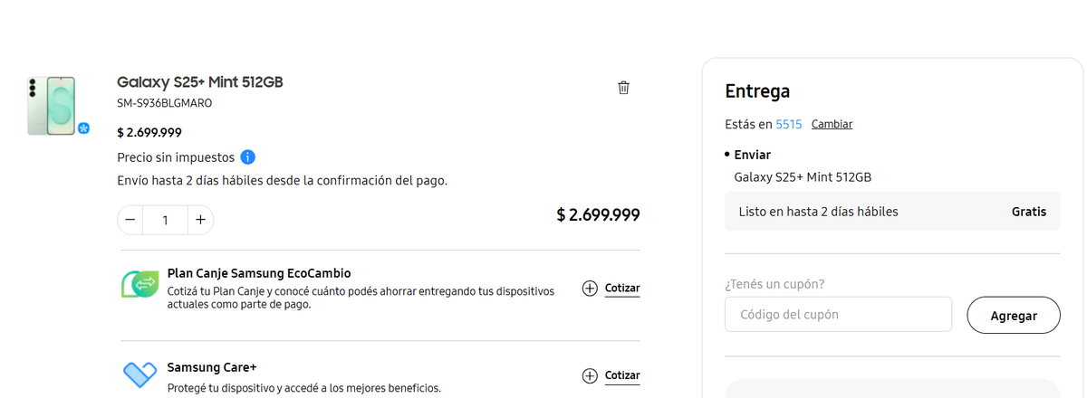 El precio original del Samsung Galaxy S25 antes del plan canje El precio original del Samsung Galaxy S25 antes del plan canje
