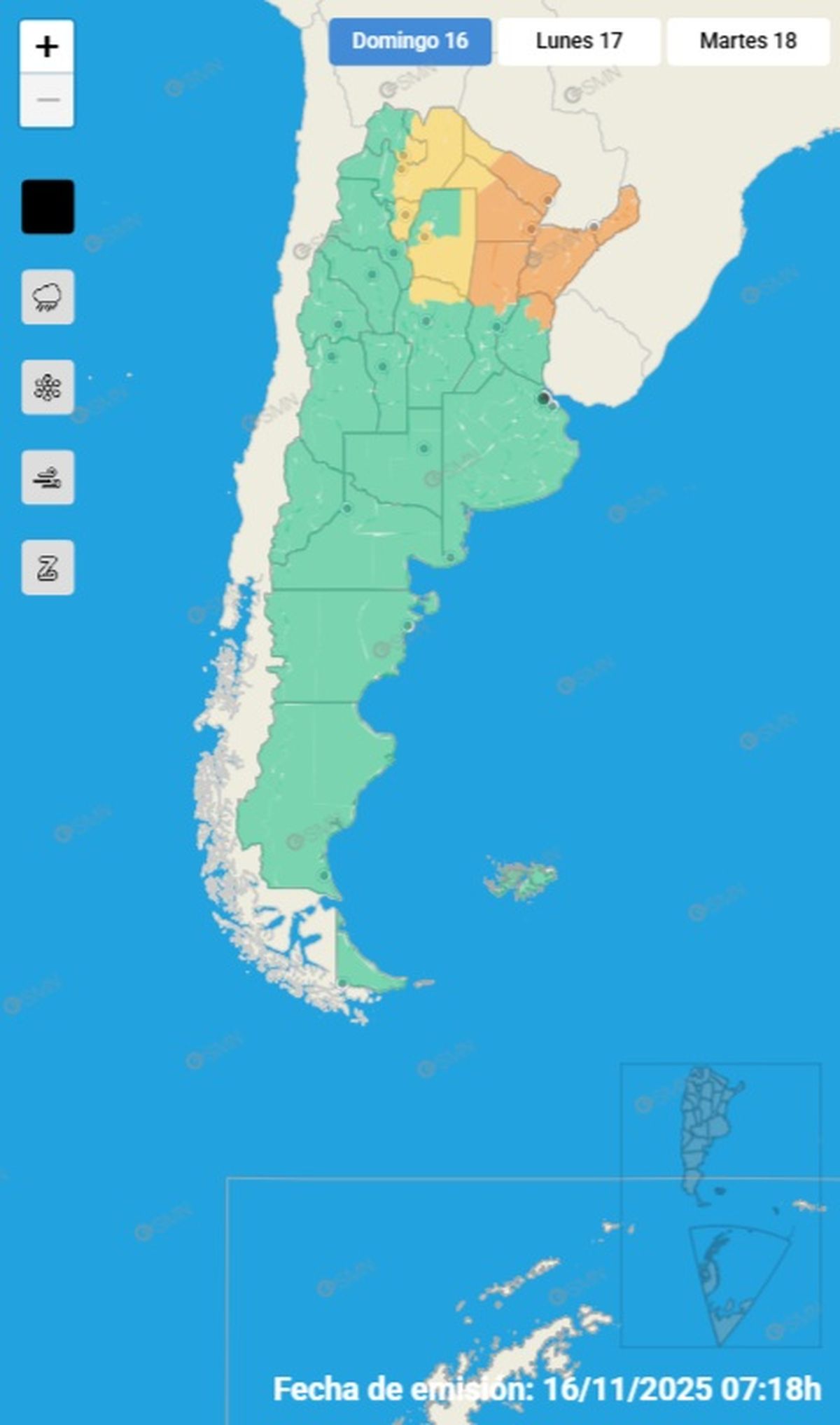 Estas son las provincias en alerta por fuertes tormentas.