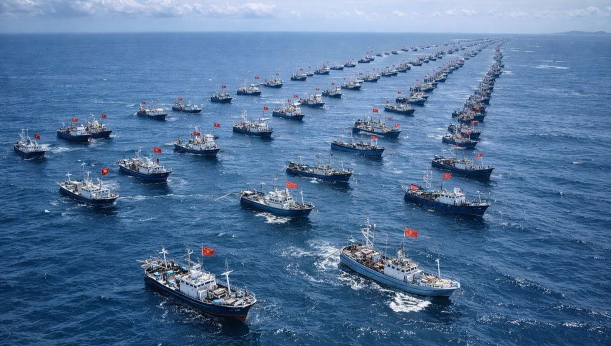 China construyó la barrera marítima más grande del mundo movilizando 1.400 barcos en una red de más de 200 millas
