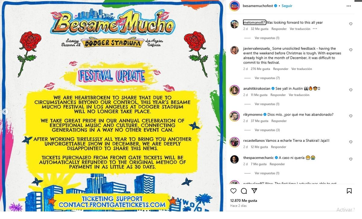 Mucha gente quedó decepcionada por la cancelación del festival. Mucha gente quedó decepcionada por la cancelación del festival.