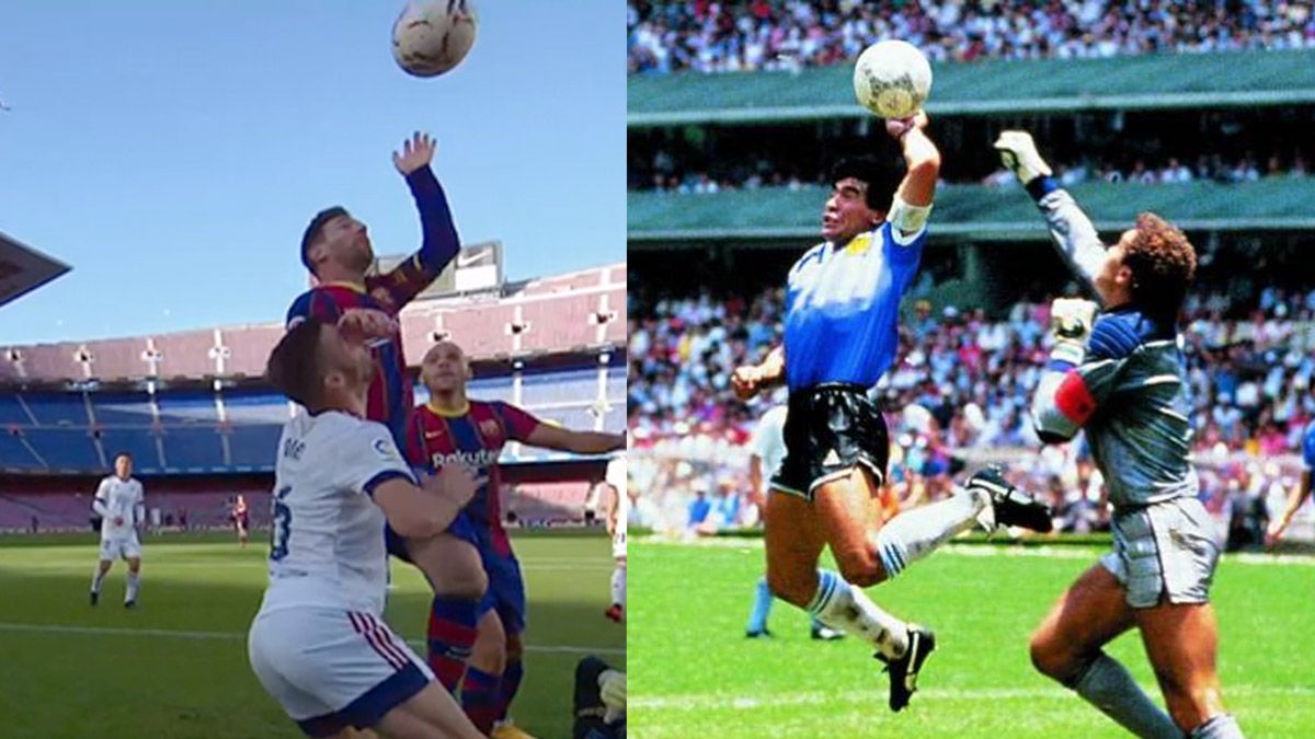 Messi intentó la Mano de Dios de Maradona