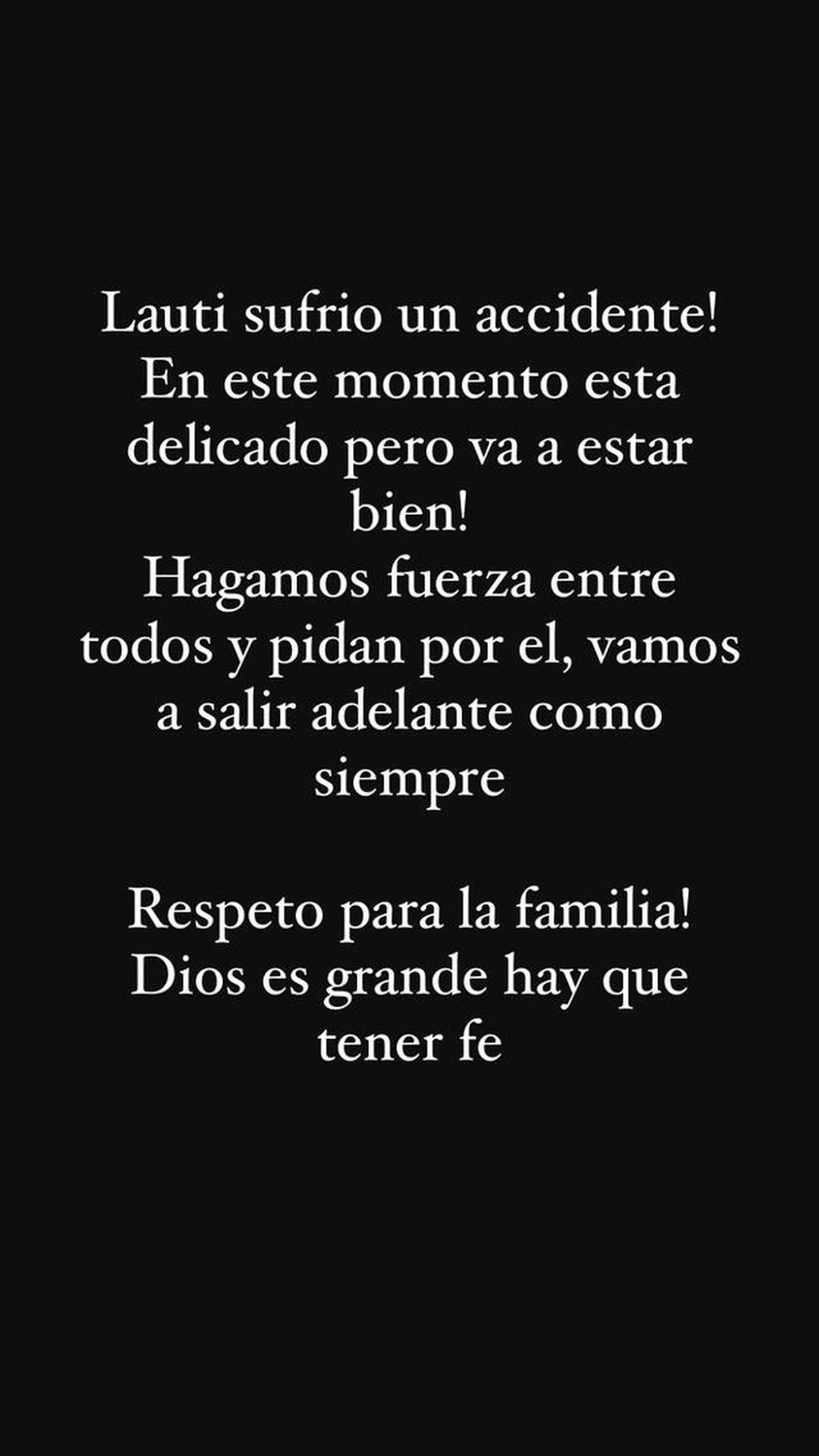 Tras el accidente, el entorno de Lautaro Coronel pidió por él en redes sociales.