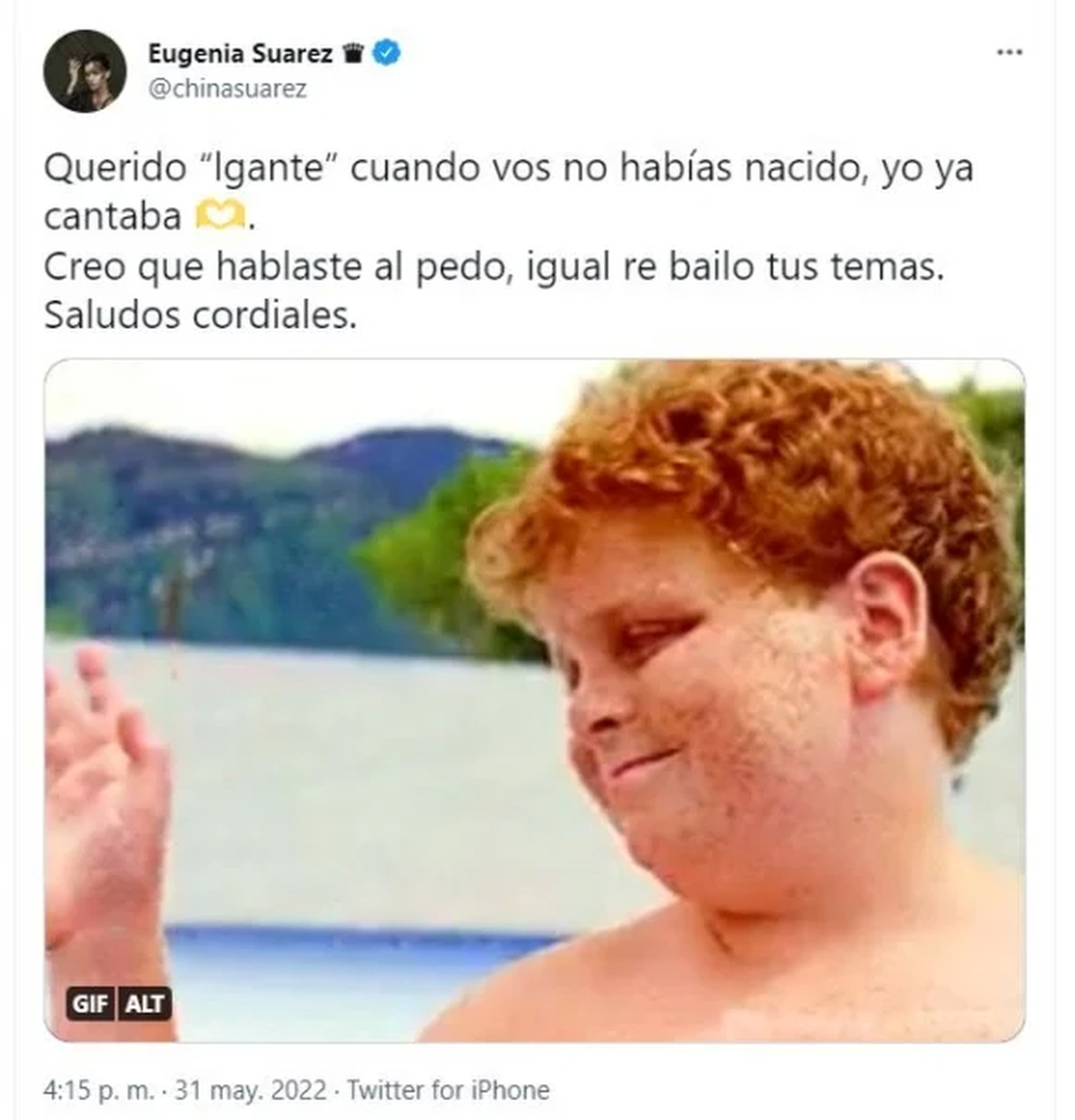 La China Suárez estalló contra L-Gante.