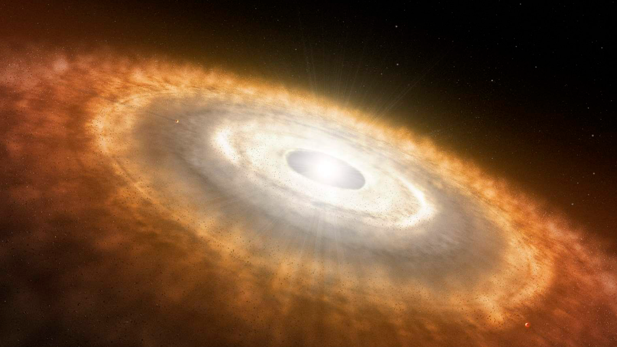 Curiosidades del universo. Imagen ilustrativa del turbulento disco que dio origen al Sistema Solar.