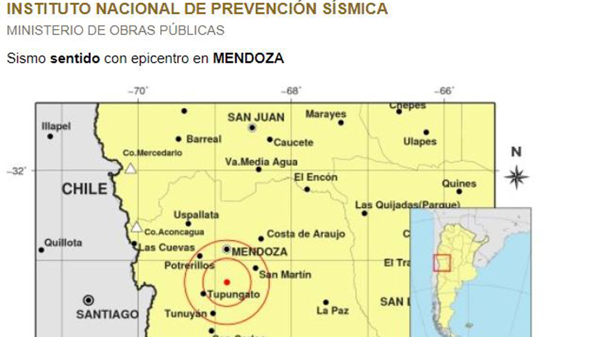 Un temblor de 4 grados se sintió en Mendoza en la tarde de este domingo
