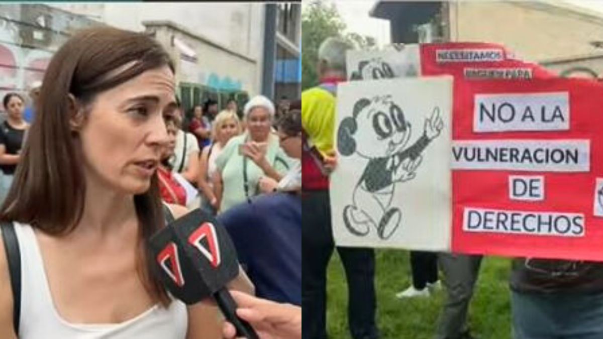 La directora de Thadi, Paola Pedrosa en medio del reclamo frente a Incluir Salud. La directora de Thadi, Paola Pedrosa en medio del reclamo frente a Incluir Salud.