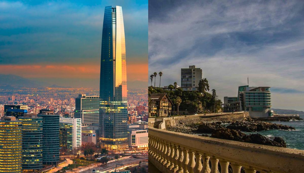 En la primera imagen se observa Santiago de Chile. En la segunda foto se ve Re&ntilde;aca. Imagen: composici&oacute;n Diario Uno.