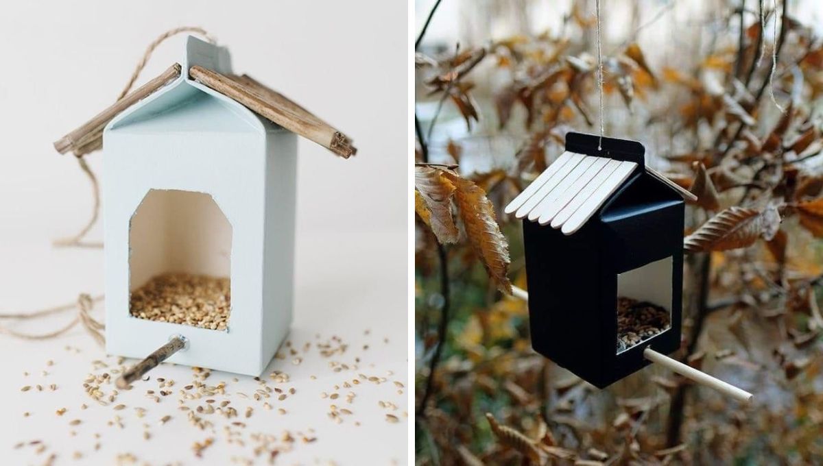 Cajas de leche recicladas. Cajas de leche recicladas. 