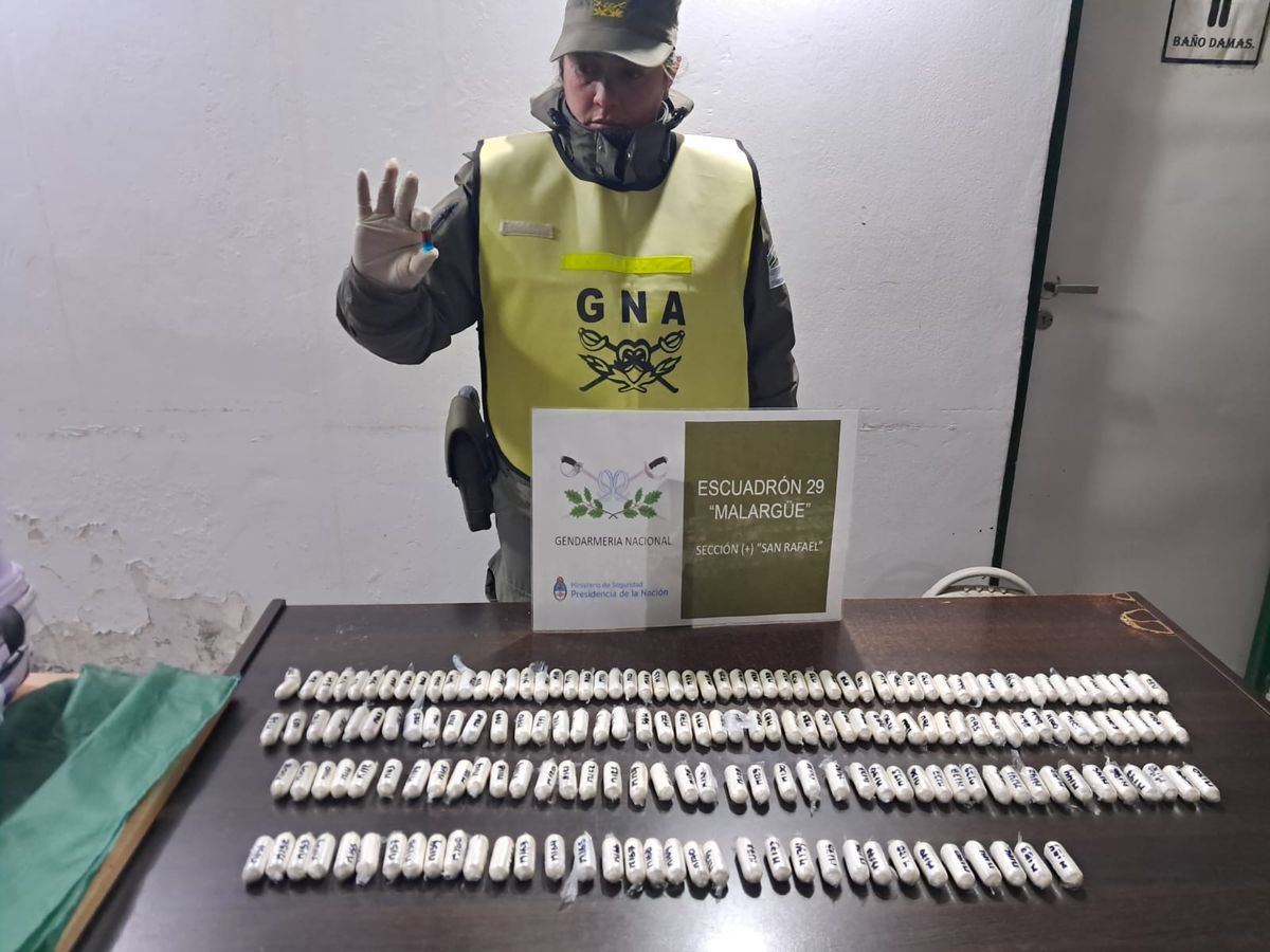 La cantidad de cláusulas de cocaína secuestrada en el control de rutina de Gendarmería.