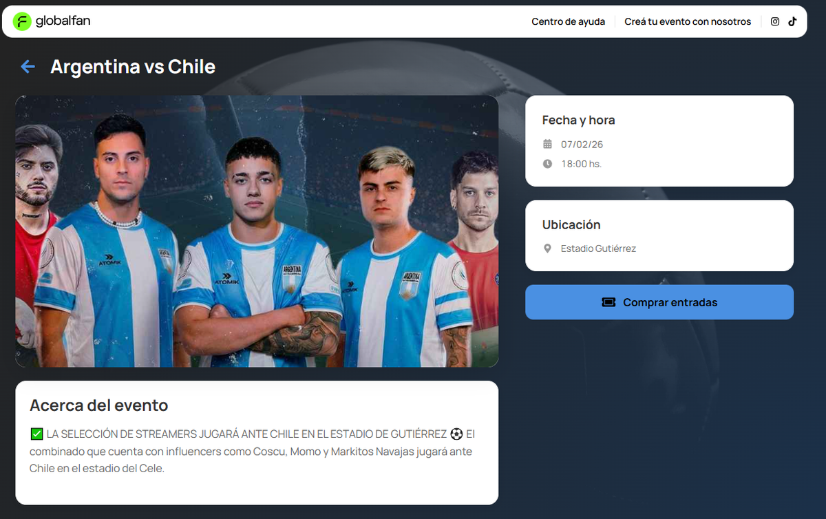 Las entradas se adquieren a trav&eacute;s de la plataforma de Global Fan.