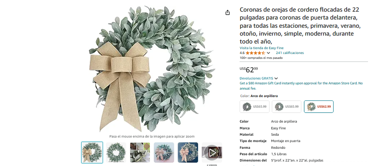 Corona navideña de oferta en Amazon. Corona navideña de oferta en Amazon.