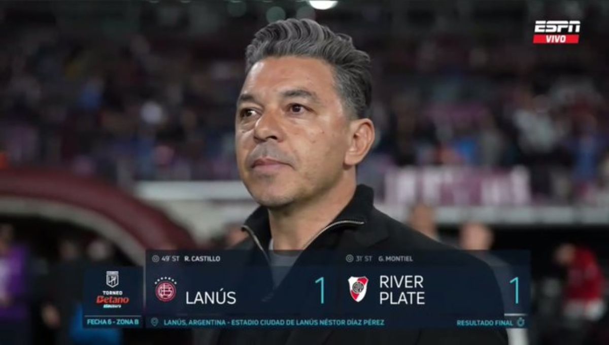 El entrenador de El Millonario reaccionó con desazón al empate de Lanús