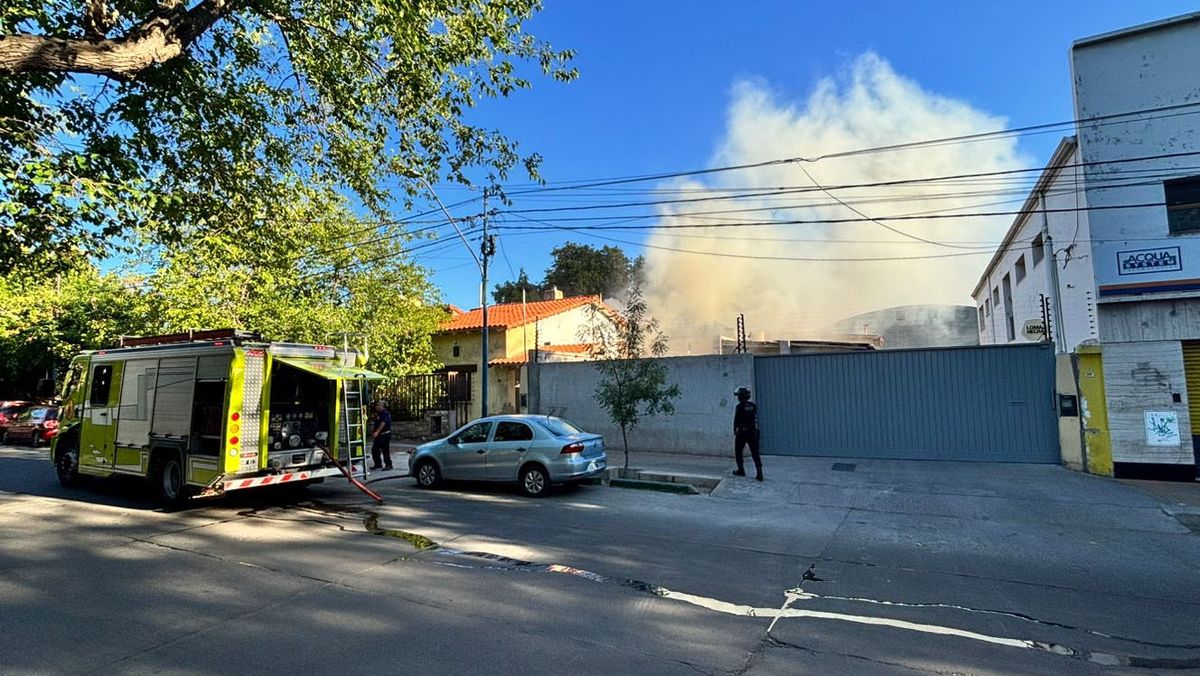 El incendio en un galpón abandonado alertó a vecinos de Godoy Cruz. Foto: Matías Pascualetti/ Radio Nihuil