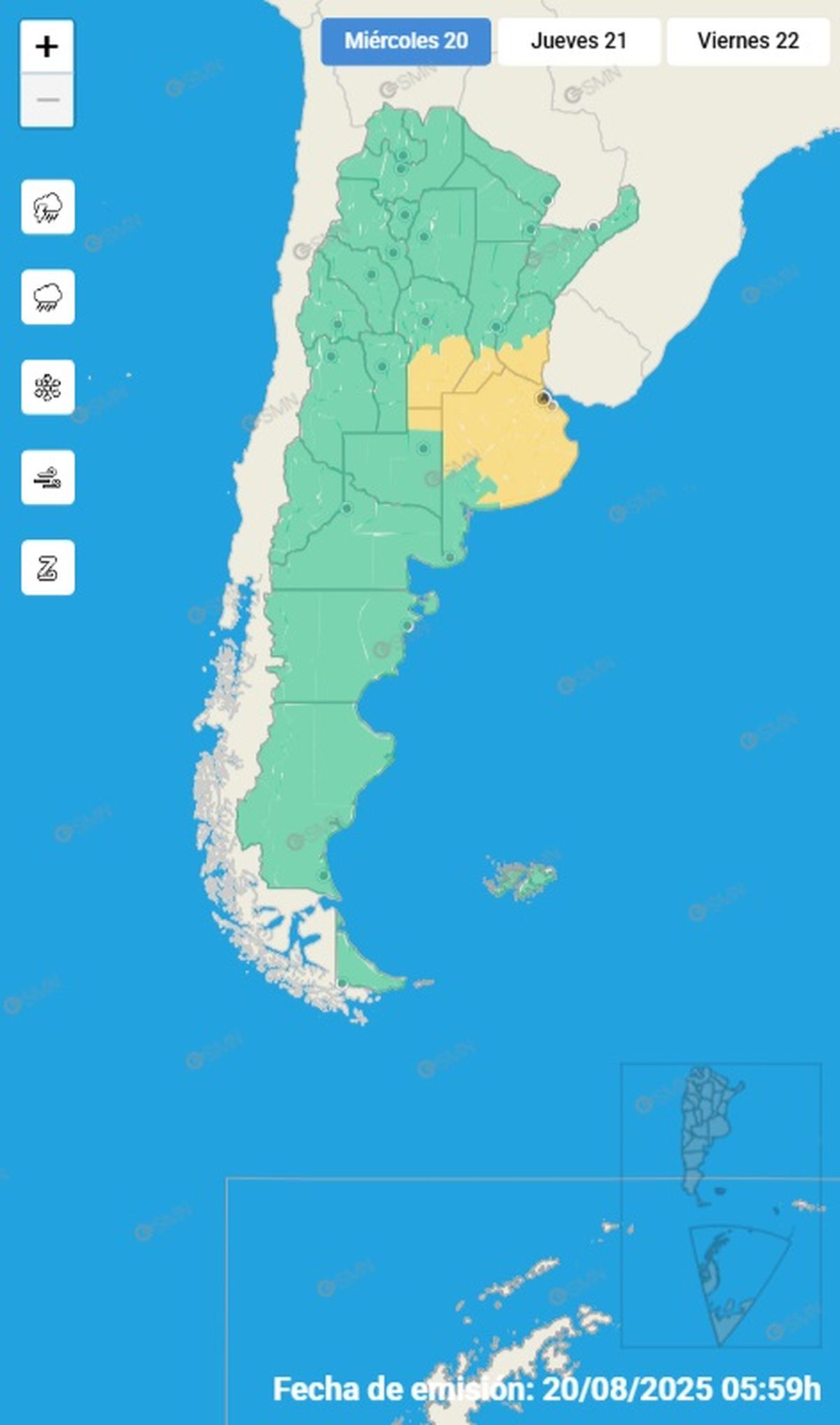 Estas son las provincias afectadas este miércoles Estas son las provincias afectadas este miércoles